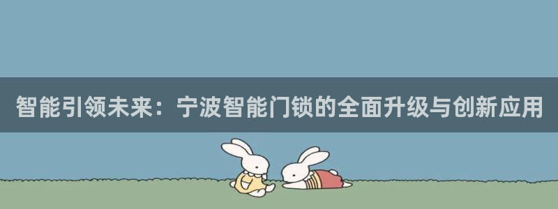 开丰娱乐平台地址在哪里：智能引领未来：宁波智能门锁的全面升级